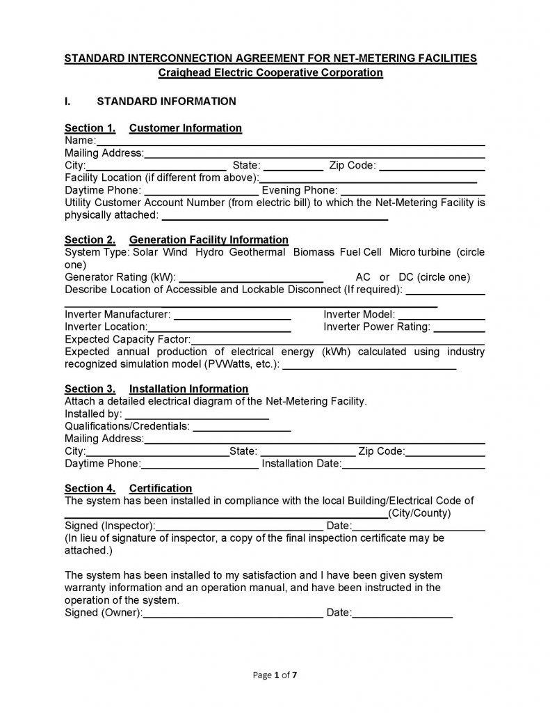 Interconnection Agreement Screenshot